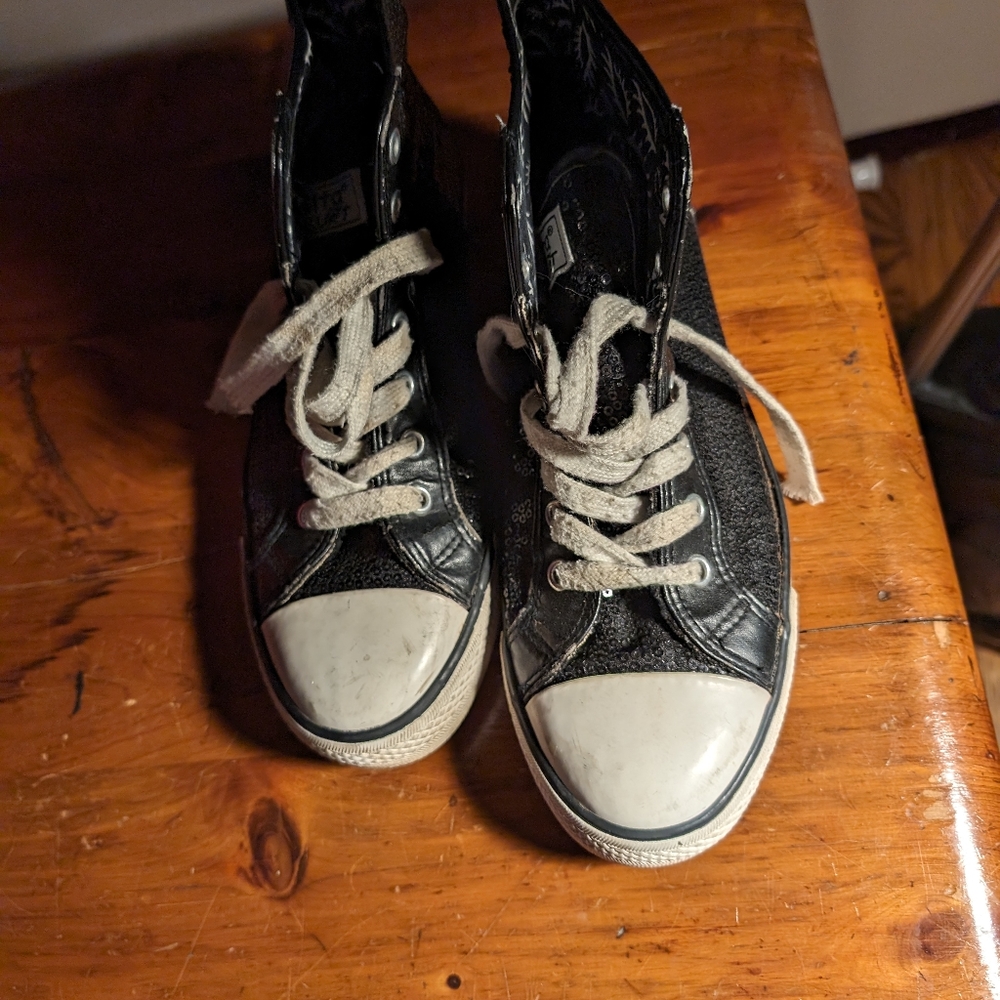 Gotta Flirt Sequin High Tops. 7.5